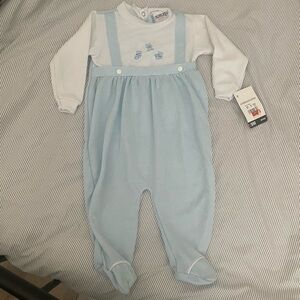 90’s Deadstock 9M Teddy Bear One Piece button up set baby blue